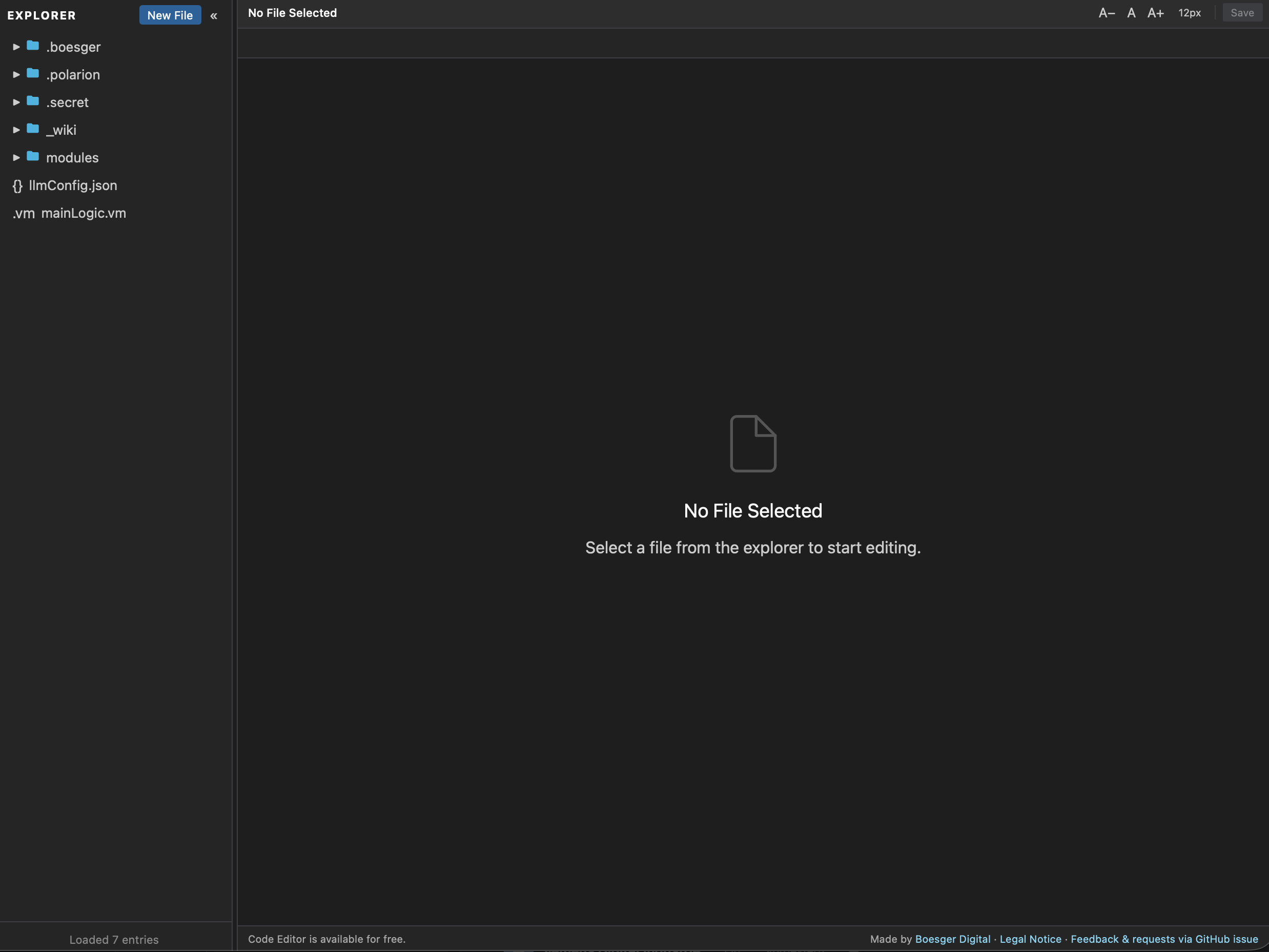 The Code Editor navigation entry in the Polarion sidebar