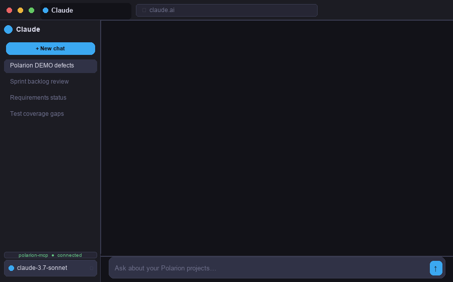 A cloud AI assistant queries Polarion in the browser, no developer skills needed